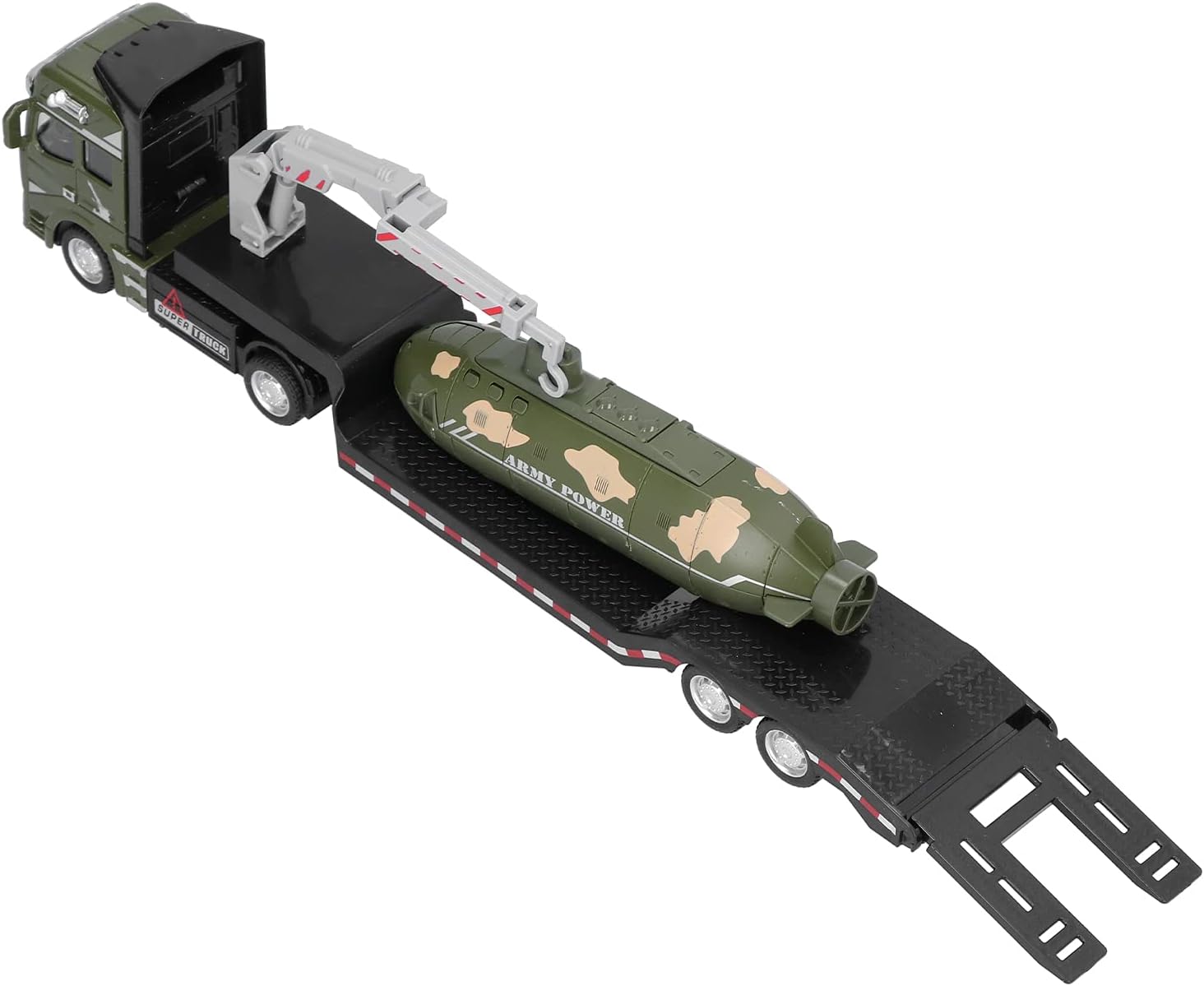 Modelo de camiones militares submarinos, juguete de vehículo de camión militar exquisito con excelente mano de obra para la colección para el hogar((Ejercito verde))