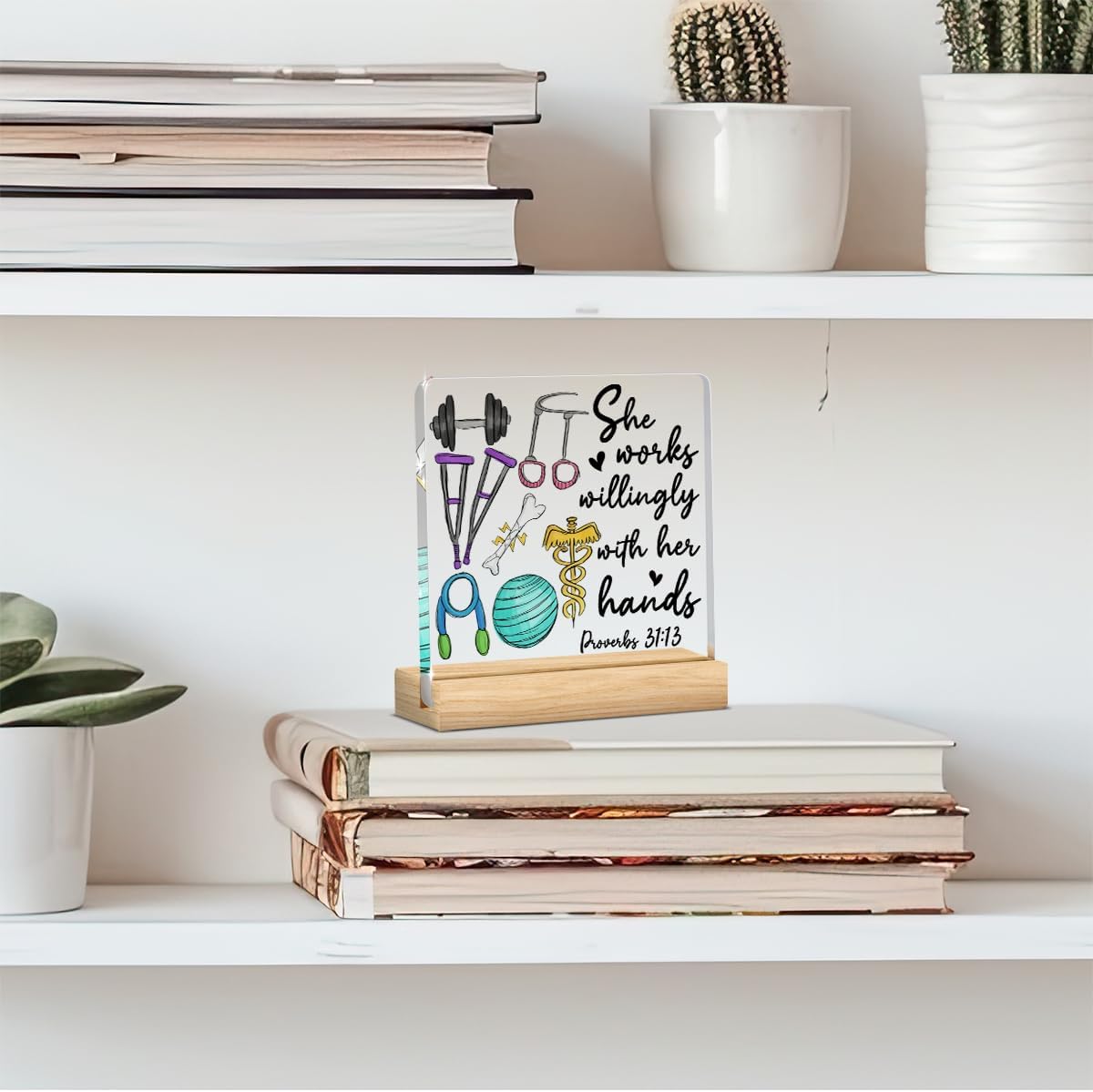 Physical Therapist Office Decor, Christian Desk Decor, Gift for Women Men Friends, Office Desk Accessories, Physical Therapist Gifts, Acrylic Sign for Thanksgiving Christmas Halloween Thank You Gifts - Image 3