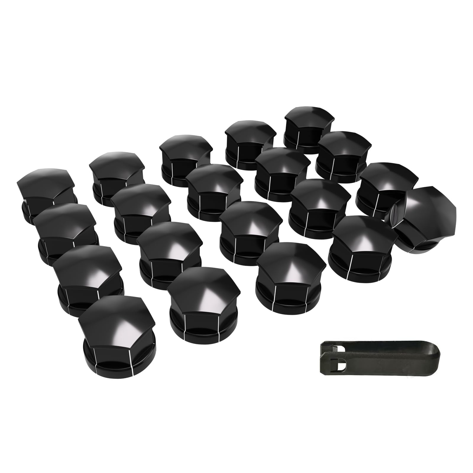 Lug Nut Covers (Wheel Bolt Caps) Complete Set - 20PCs + Removal Tool, Black - Replacement for Volvo XC40 XC60 XC70 XC90 S60 S80 S90 S40 V60 V50 V70 V90