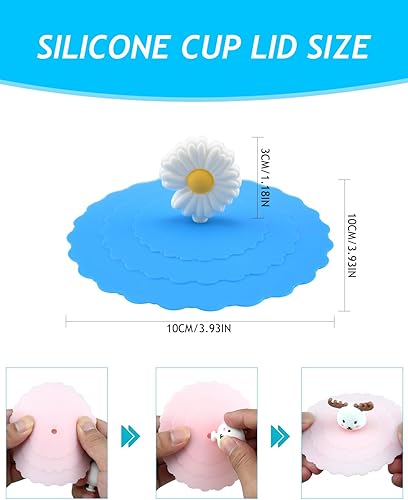 Miniatura 2 de 8 tapas de silicona para tazas, fundas reutilizables de silicona de grado alimenticio, juego de tapas de silicona para el hogar, cocina, oficina,