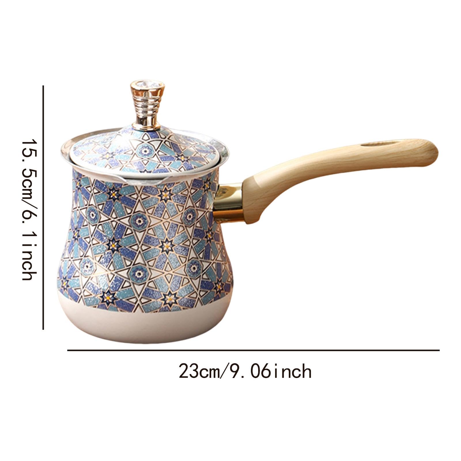 Caffettiera con coperchio, multifunzione, in acciaio inox, da campeggio, con manico, scalda burro, caffettiera, 720 ml