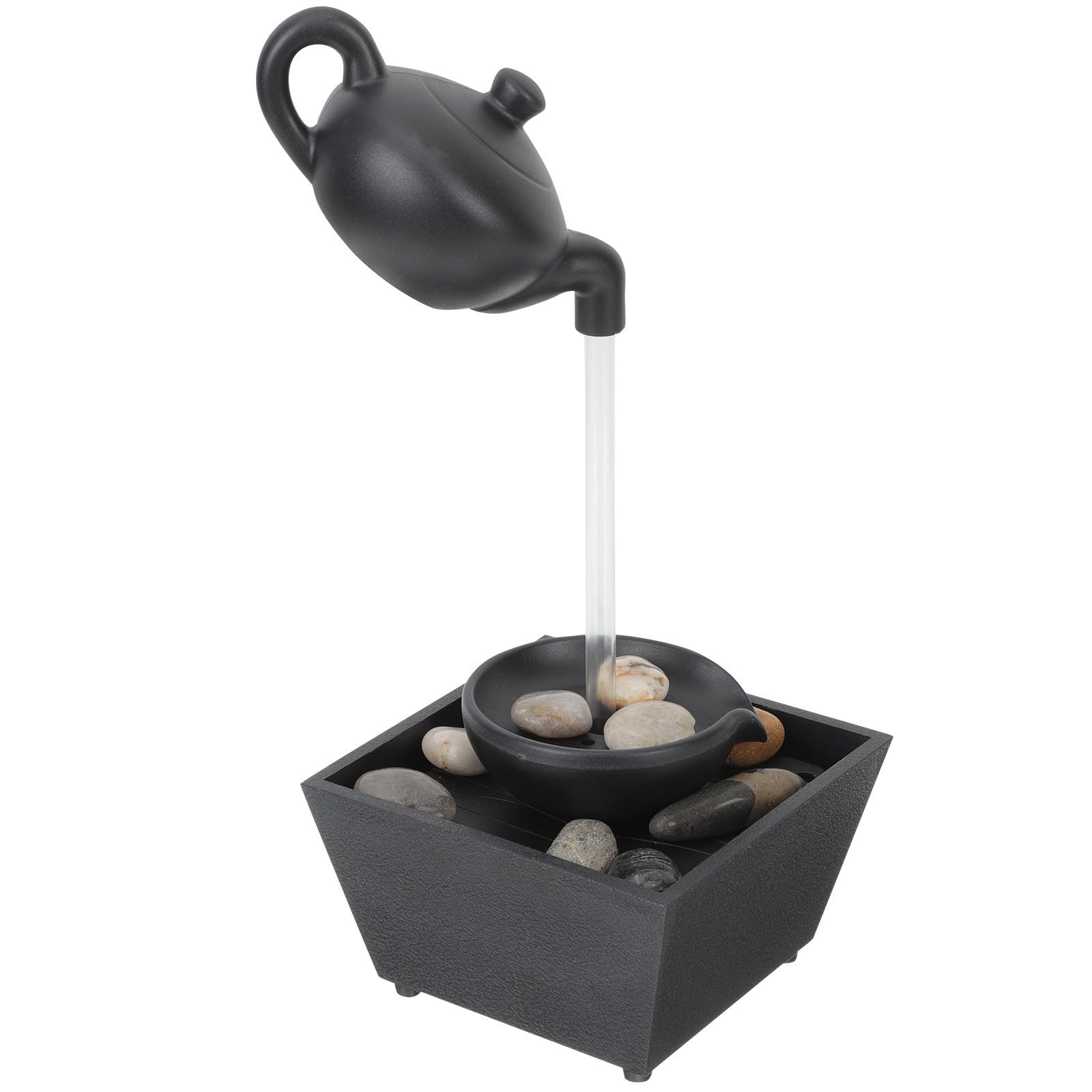 Fuente de agua de sobremesa negra LIFKICH decoración elegante de plástico