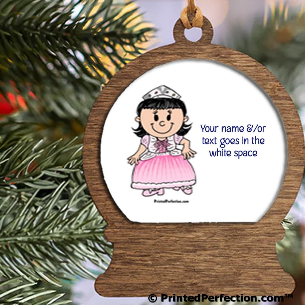 Personalized Future Princess - Pink Wooden Snow Globe Shaped Christmas Ornament