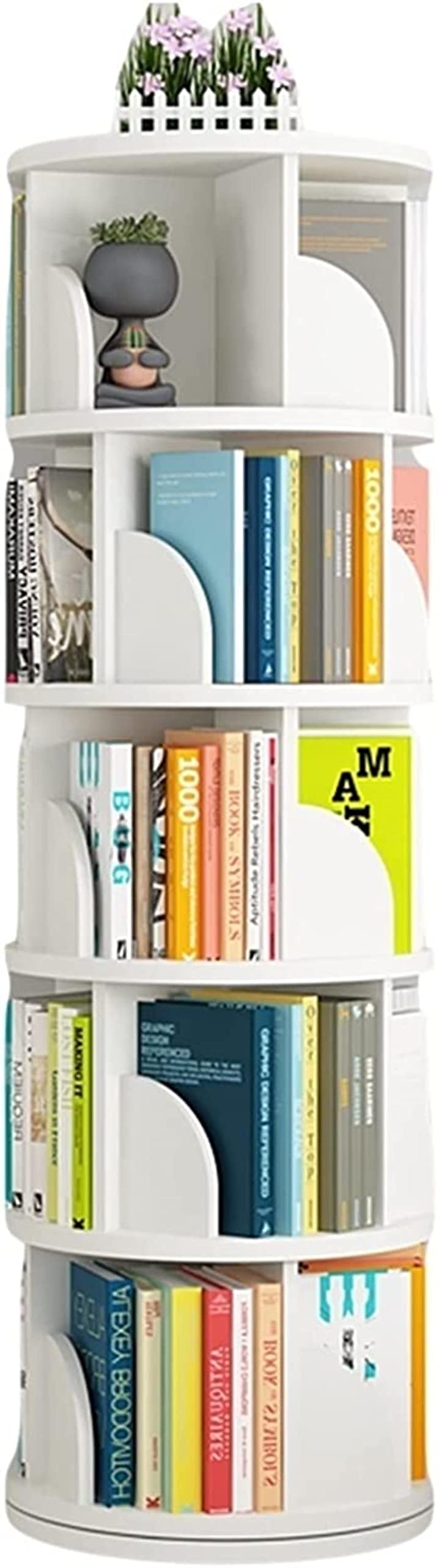Libreria girevole a 360 gradi per libri illustrati per bambini, salvaspazio, design dal pavimento al soffitto, semplice per la casa (bianco, 40 x 160 cm)
