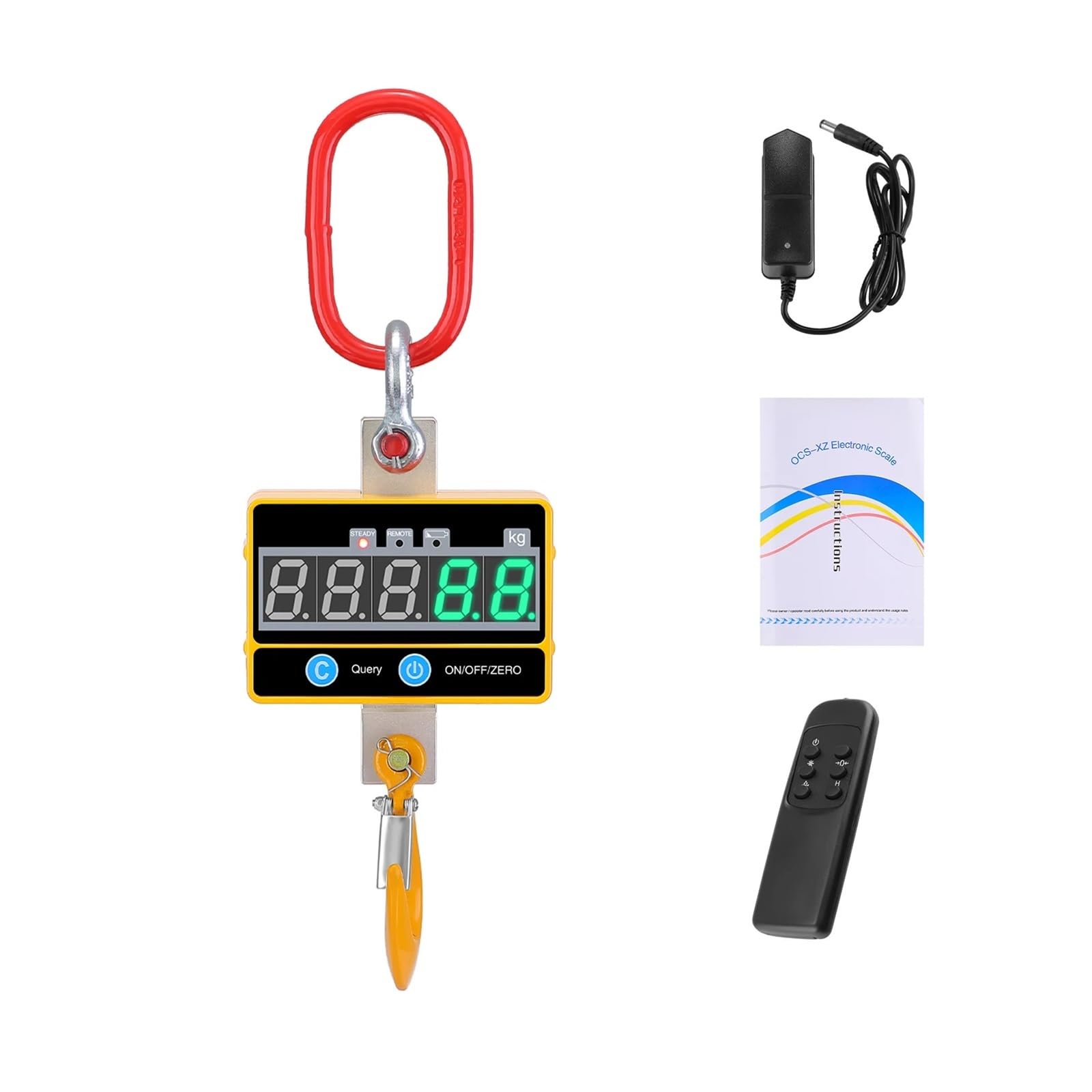 Bilancia for gru digitale in alluminio da 1000 kg/4000 libbre, 1 T, bilancia sospesa compatta e resistente, tipo OCS-SA, display a LED con telecomando
