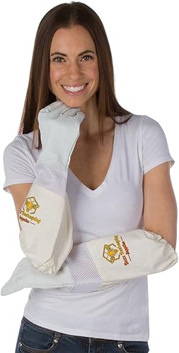 Miniatura 3 de Traje profesional de apicultura y guantes de piel de cabra (1 par) velo de esgrima autoportante y cremalleras de metal YKK resistentes para