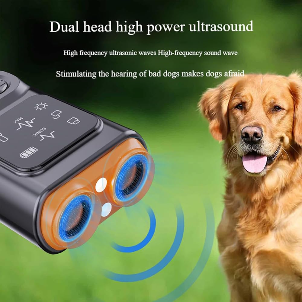 Bark Guard for Dogs, Anti Barking Device, Adjustable Ultrasonic Frequency & LED Flashlight, Rechargeable Battery