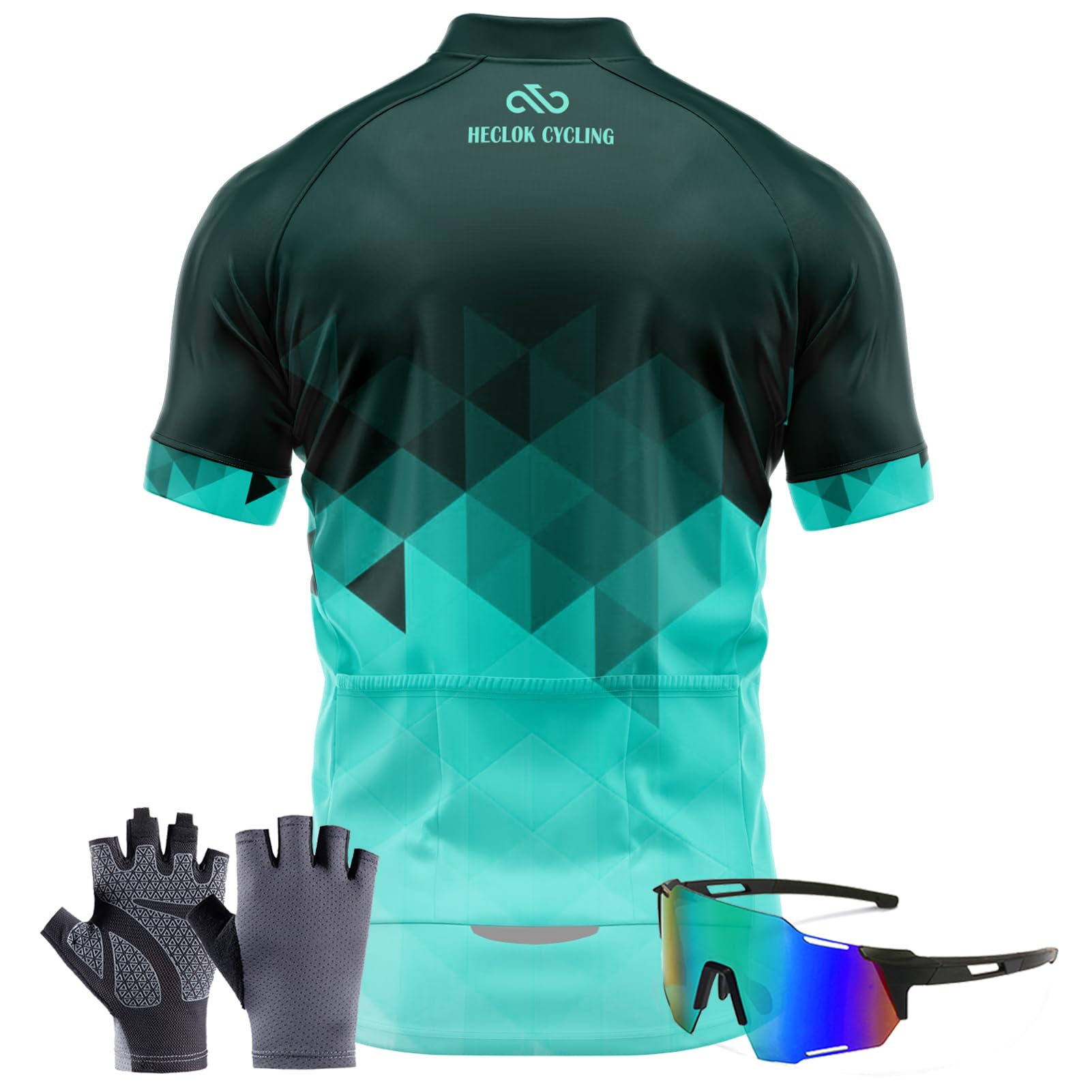 Traje Ciclismo Hombre, Ropa Ciclismo Hombre Culote Bicicleta Hombre Equipacion Ciclismo Jersey + Pantalones Cortos y Babero MTB TranspirableAcolchado para Ciclismo＋Guantes y Gafas
