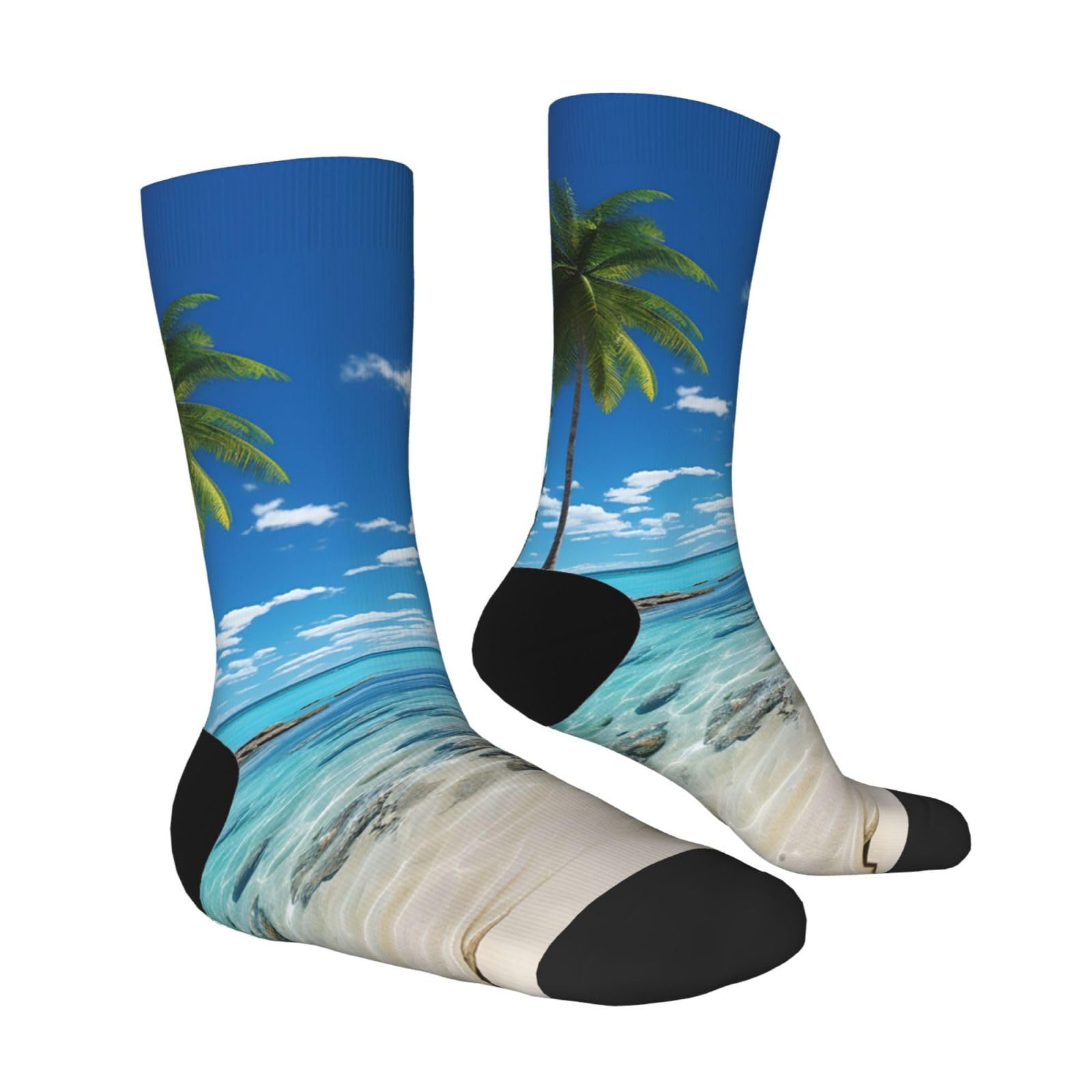 LZQPOEAS Beach palm tree Athletic Socks Unisex Cushioned Crew Socks Hiking Running Calf Sock Soft Above Ankle Sock