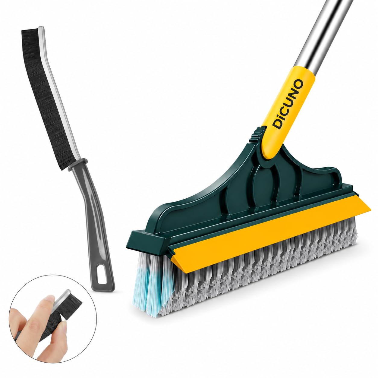 Bathroom Cleaning Brush with Wiper, Cleaning Brush with Long Handle, Floor and Tiles Cleaner Brush, Bathroom Cleaning Accessories, Versatile Washroom Brush Cleaner (1, Green)-image-7