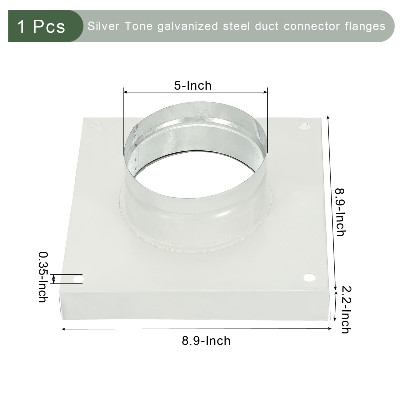 YOKIVE Duct Connector Flange, Galvanized Steel Air Ducting Mounting Plate with Rubber Gasket - Image 2