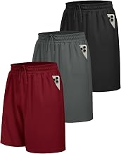 BOOJO Pack of 3 Men's Sports Shorts with Pockets Sports Shorts Quick Drying Training Trousers for Gym Fitness