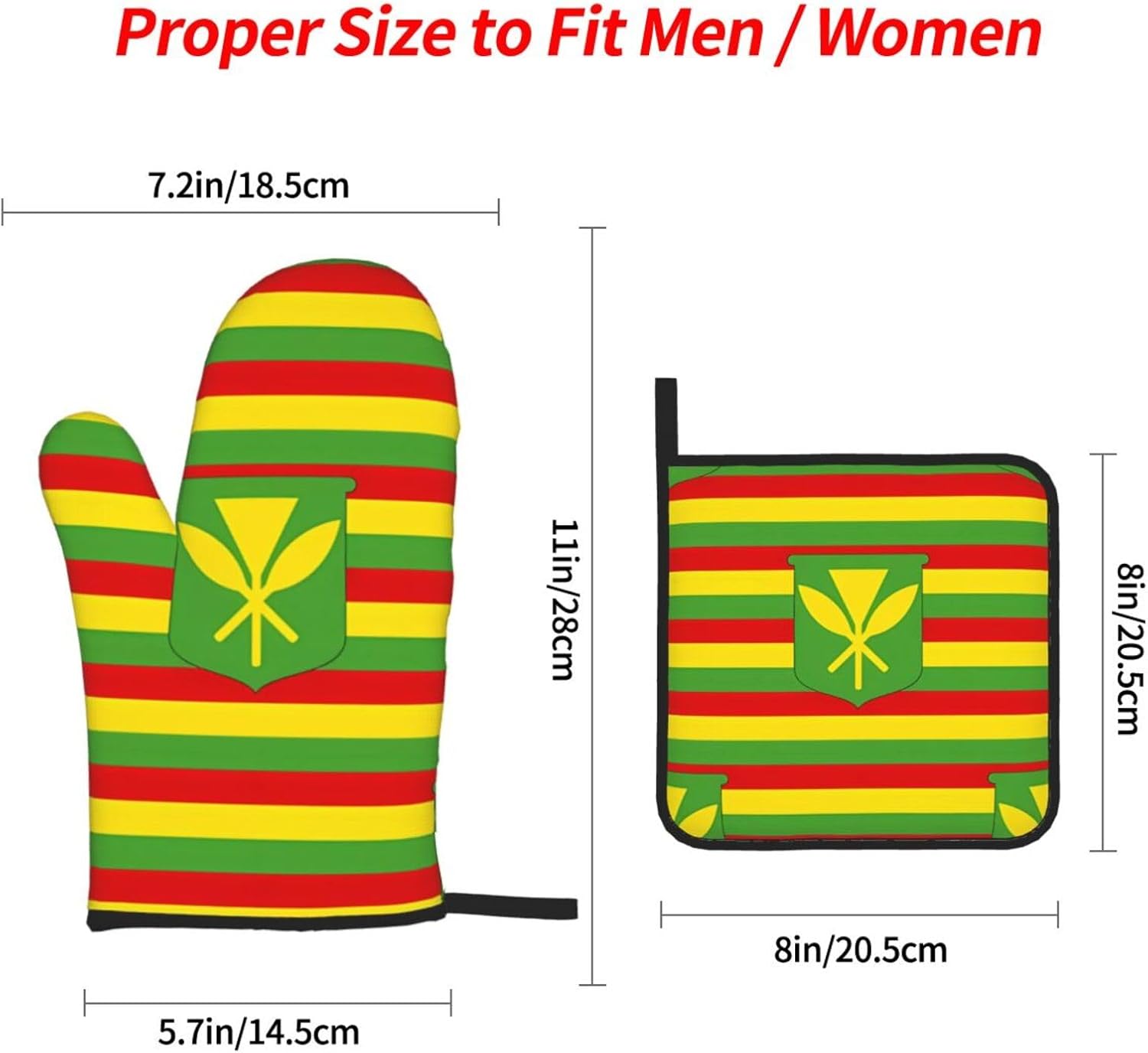 Native Hawaiian Flag Oven gloves and heat-resistant mat 4-piece set. Suitable for grilling, microwave oven frying, and baking