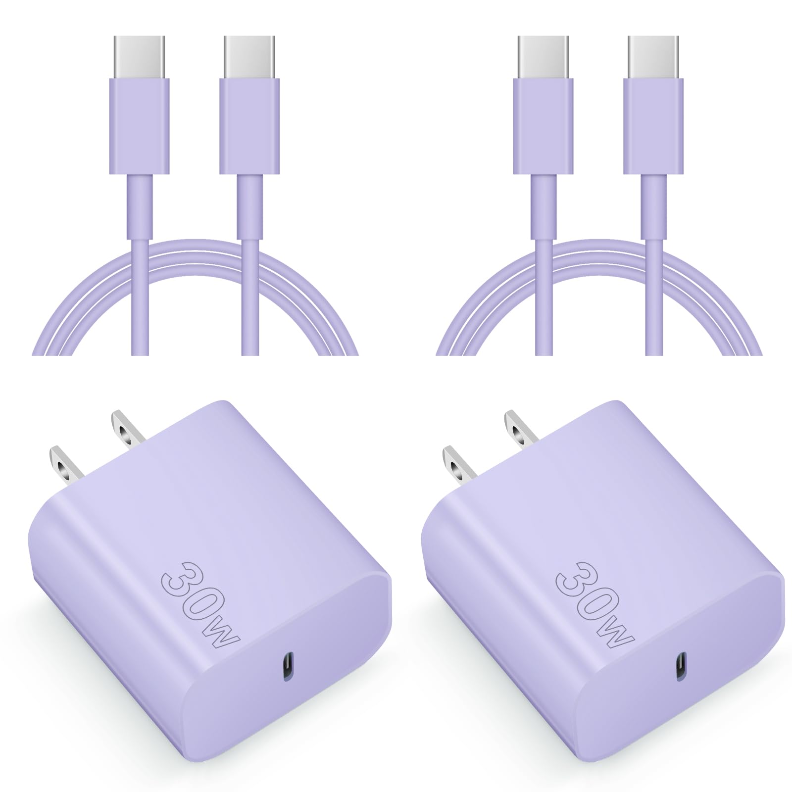 iPhone 17 16 15 Charger Fast Charging 30W USBC Charger 2-Pack Type C Chargers Block 6FT Cable for iPhone 17/17 Plus/17 Pro/17 Pro Max/iPhone 16/16 Plus/16 Pro/16 Pro Max/15/15 Pro Max,iPad Pro(Purple)