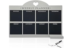 Empire Weekly Planner, Erase Calendar and Menu Board for Kitchen, Home and Office. Standard Grey.