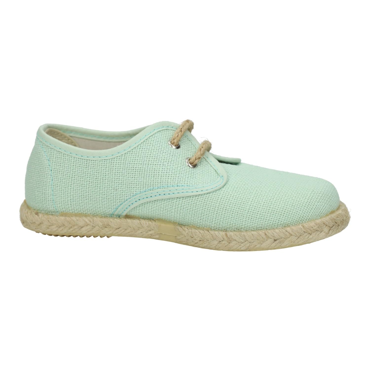 MADE IN SPAIN 267/L Scarpe in Tela per Bambino in Colore Salvia, Espadrillas in Tela con Suola in Sparto e Soletta in pelle. Scarpe da bambino realizzate in Spagna