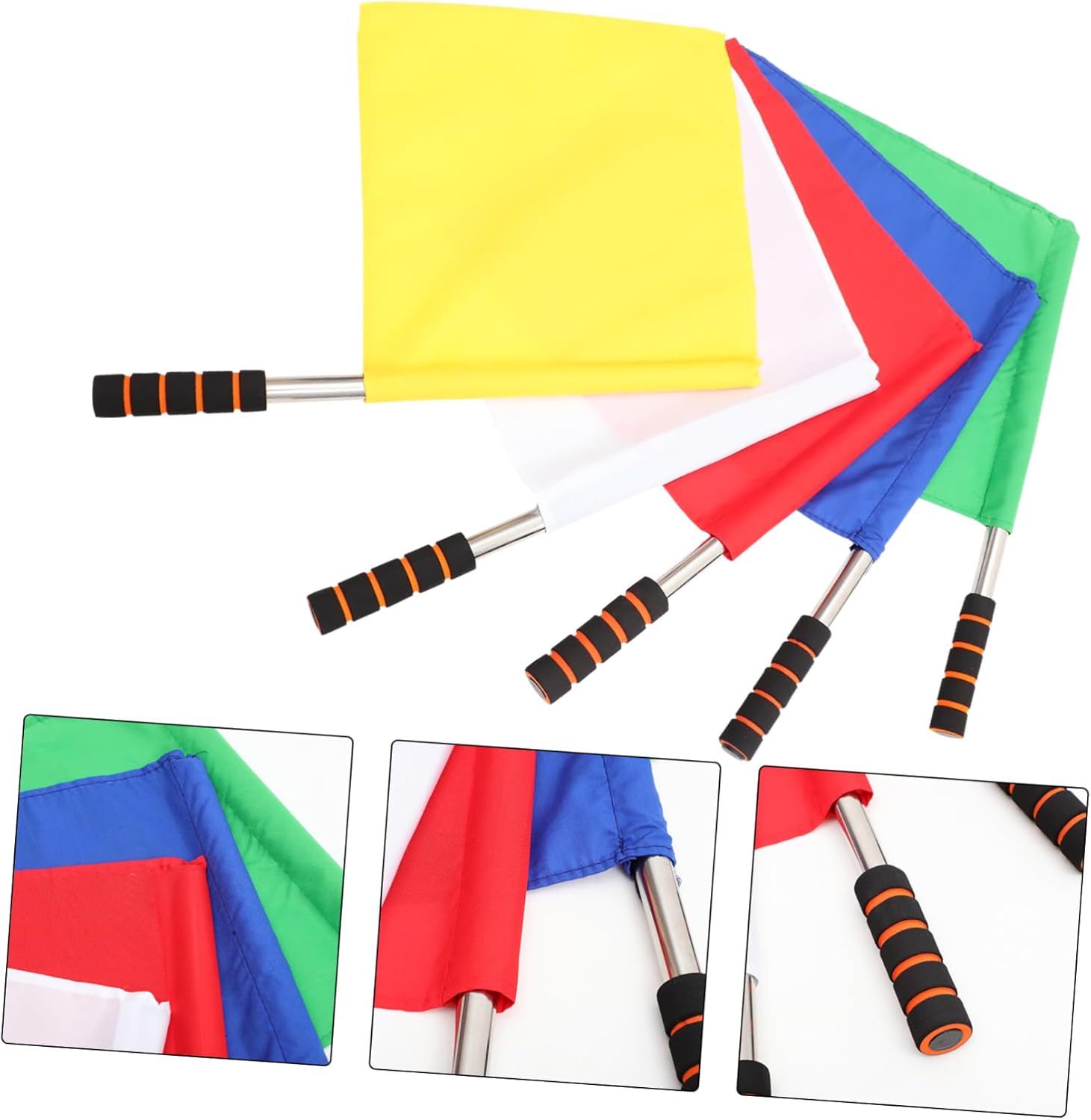balacoo 10pcs Soccer Referee Flags Durable Handheld Signal Flags for Football Training Includes Green Yellow Red White Blue Colors Each