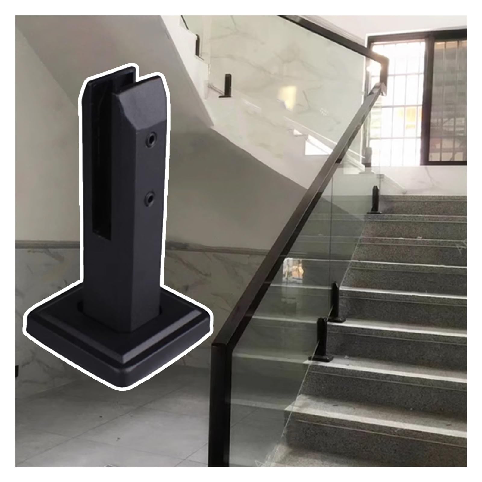 Klipsy ze stali nierdzewnej 304 do balustrad schodowych i ogrodzeń basenowych, długość 20 cm, 32 czarne elementy mocujące, akcesoria do słupków wiejskich