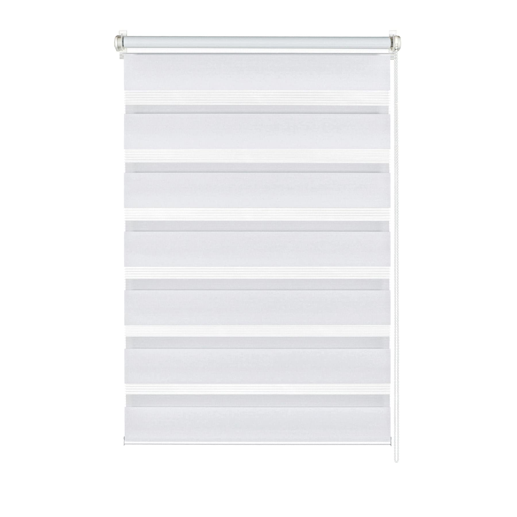 GARDINIA Doppelrollo zum Klemmen oder Kleben, Duo-Rollo ohne Bohren, Seitenzugrollo, Transparente und blickdichte Streifen, Weiß, 90 x 150 cm