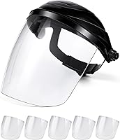 Vista 10 de Escudo facial de seguridad para moler y cortar con 3 piezas de visera transparente resistente a los impactos, máscara de cara completa con casco