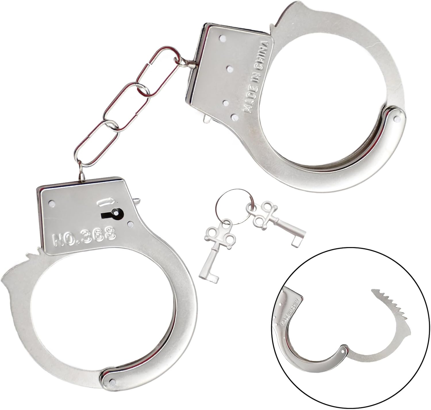 Halloween Stainless steel Toy Handcuffs with Keys Fake Pretend Play Mini Handcuff
