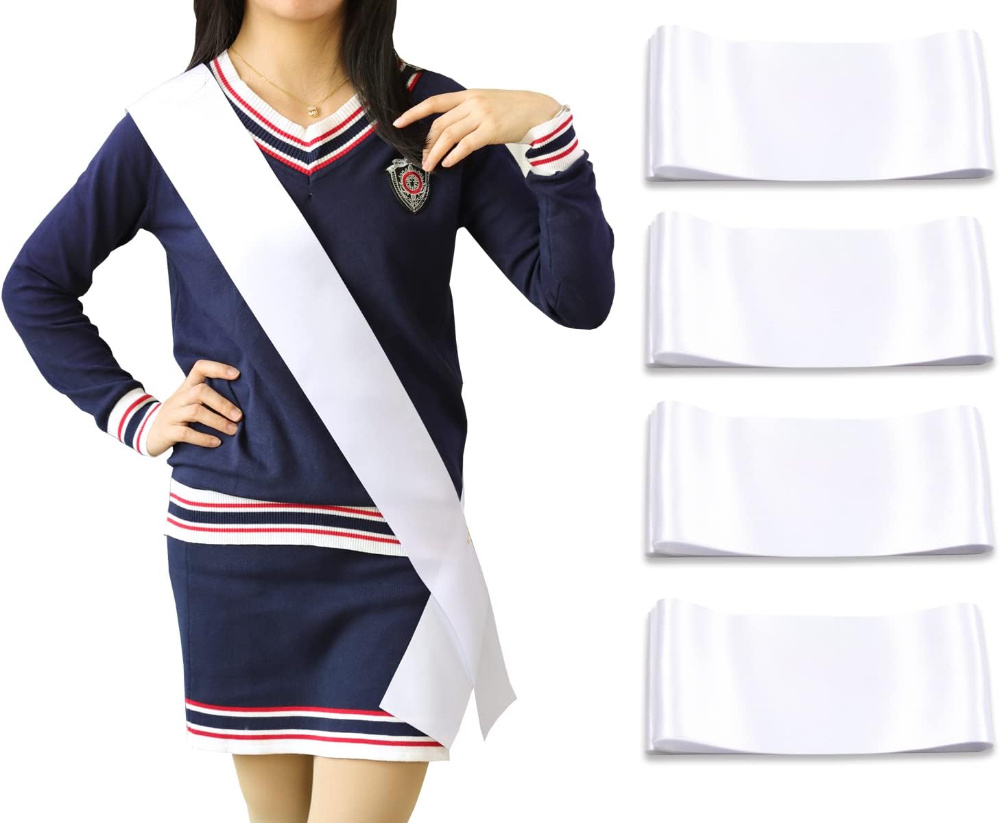 4 Pack Blank Sashes,Plain Satin Sash for Pageants,Senior Sash,Custom Sash,DIY Personalized Sash for Birthday Party