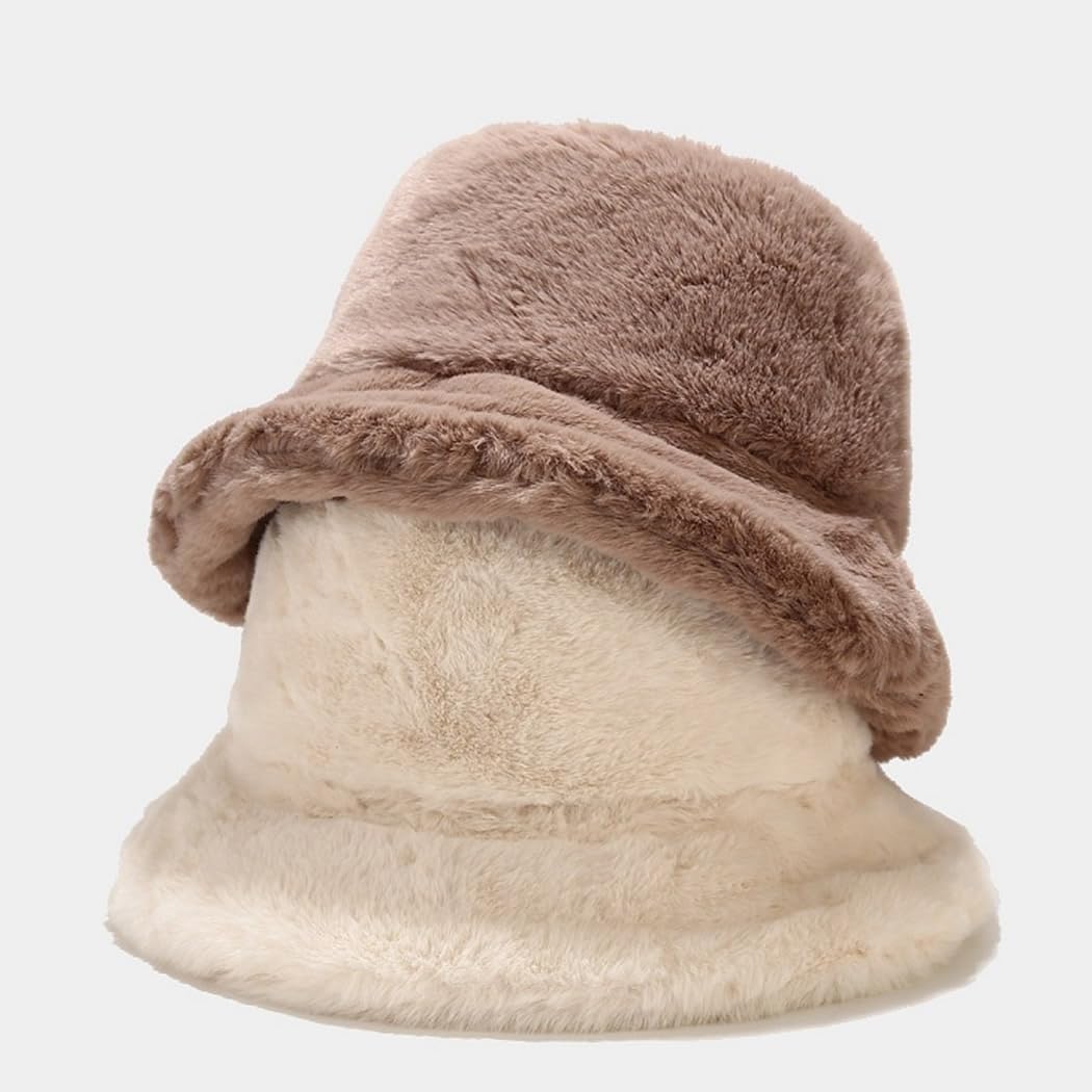 Quanhaigou Winter Faux Fur Bucket Hat,Fuzzy Warm Hat for Women Men, Fluffy Fisherman Cap - Image 7