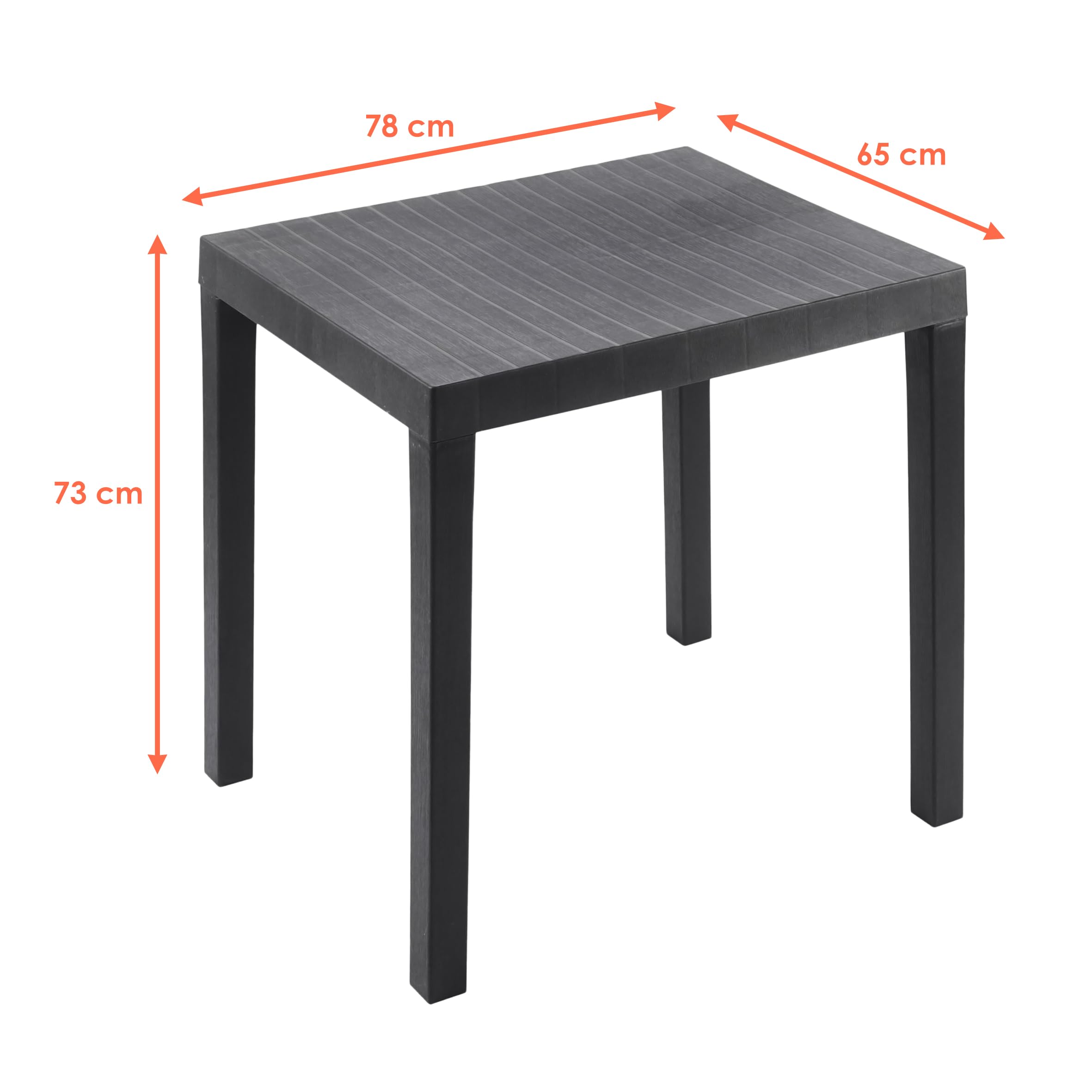 Spetebo Stół ogrodowy z tworzywa sztucznego, prostokątny, 78 x 65 cm – antracyt – stół kempingowy w klasycznym wzornictwie – stół balkonowy, na taras, do użytku na zewnątrz