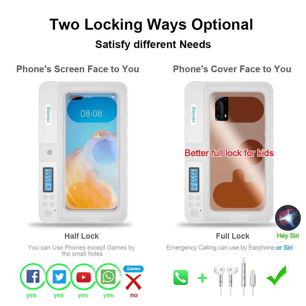 Scatola Blocco Telefono con Timer, Dayear Prigione del Telefono per Android/iPhone, Prevenire la Dipendenza/Tentazione da Telefono ((Translucent)