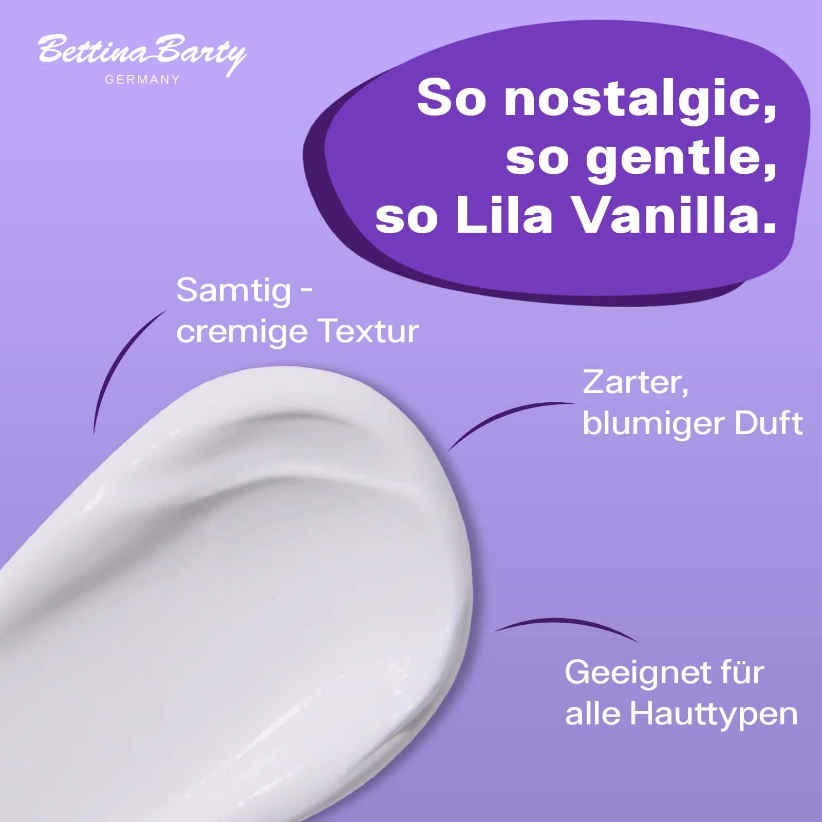 Bettina Barty Lila Vanilla Hand & Body Lotion 12 x 500 ml – Feuchtigkeitspflege mit pudrig-blumigem Vanilleduft für Haut & Hände – Mit schnell einziehender Formel