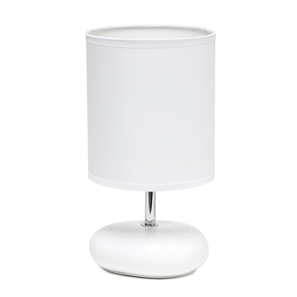 Simple Designs Lt1153-Wht Petite Circle Stone Table Lamp For Bedroom, Kids