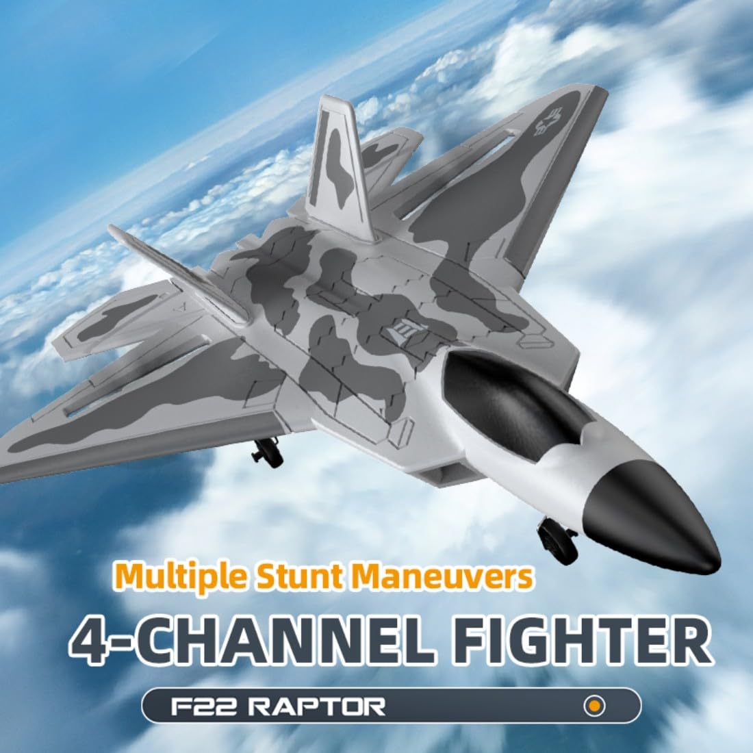 2.4G RC Brushless F-22 Flugzeug 4 Kanal Foam BM31 | Tarnfarben-Rumpf für Rollen, Rückenflug und Gleitkontrolle