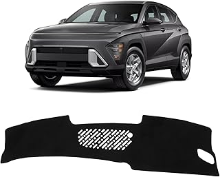 Car Dash Cover for Hyundai Kona 2024 2025 2026 Polyester Dashboard Cover Non-Slip Interior Accessories for Hyundai Kona Custom Fit Dash Mat Sunshade Windshield No Glare Black