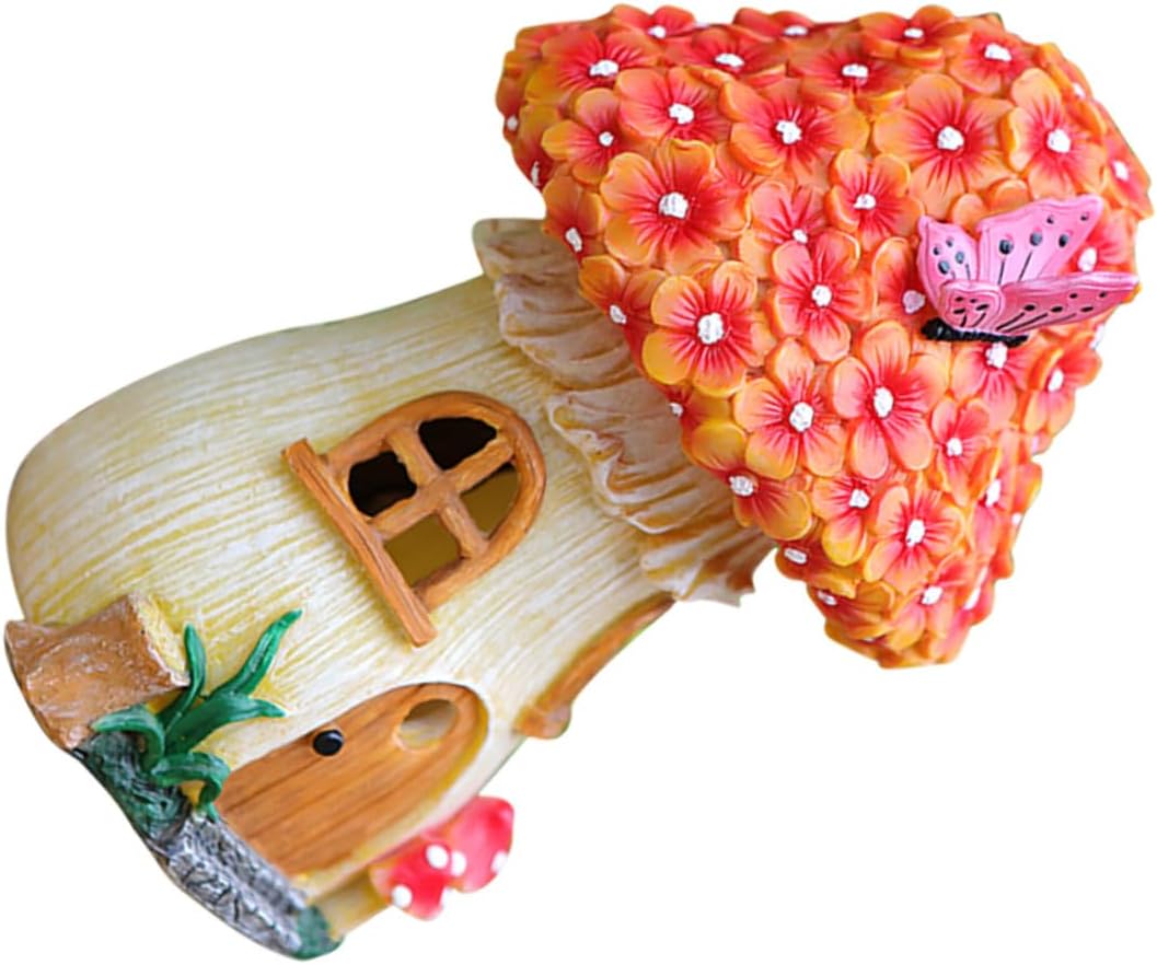 BESPORTBLE Solar Mushroom House Garden Light Outdoor Landscape Figurine Lamp with Solar Power for Patio Lawn Decor