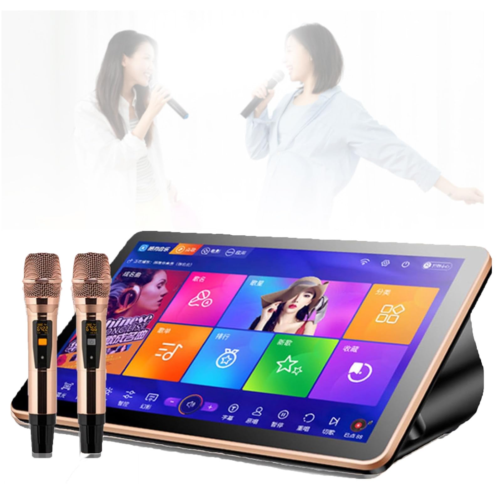 Schermo Tattile da 18,5 Pollici, Aggiornamento Tramite Cloud, Microfono Wireless, Schermo Tattile da 18,5 Pollici, Telecomando per Telefono E Controllo Tramite App Karaoke 8TB-Black