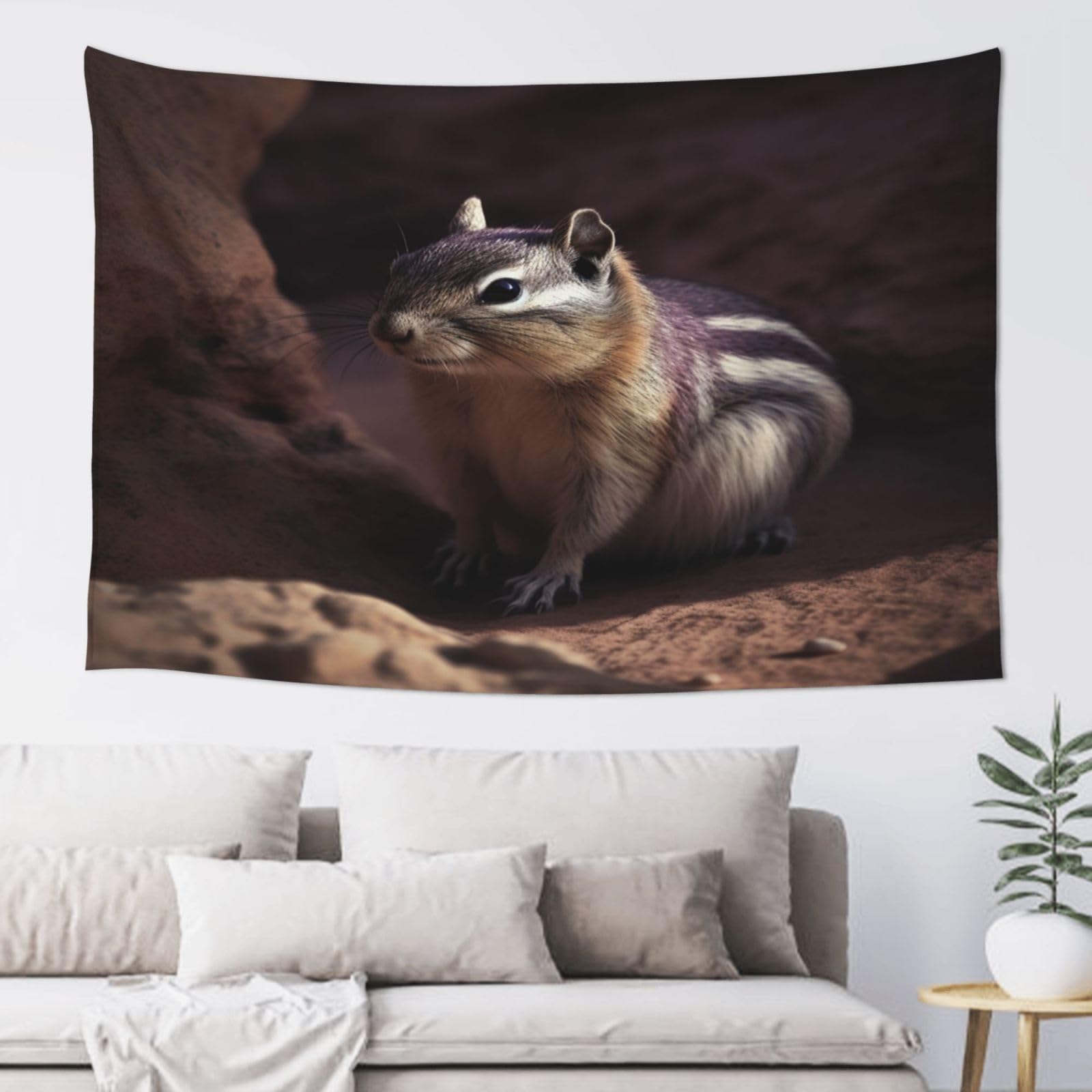 QMKFWT A Chipmunk Tapestry Aesthetic Wall Hanging Tapestries 60'' x 40'' Boho Tapestries Vertical Wall Art Decorative Funny Vintage Poster Flag Tapestry for Bedroom Living Room Decor