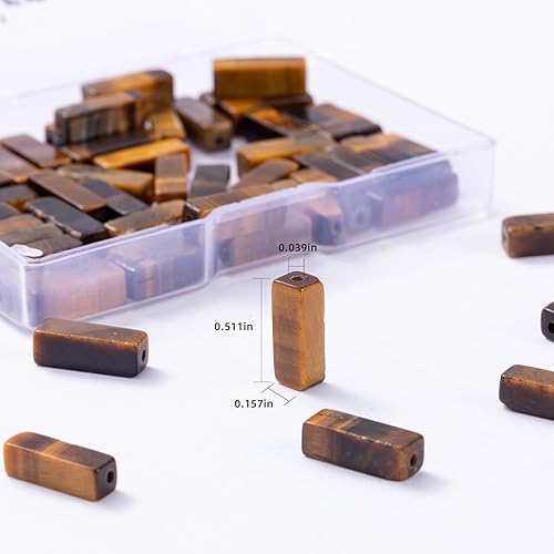 Miniatura 3 de Cuentas de tubo rectangular de ojo de tigre amarillo natural, 0.157 x 0.512 in, 15.0 instr sueltas semi piedras preciosas para hacer pulseras,