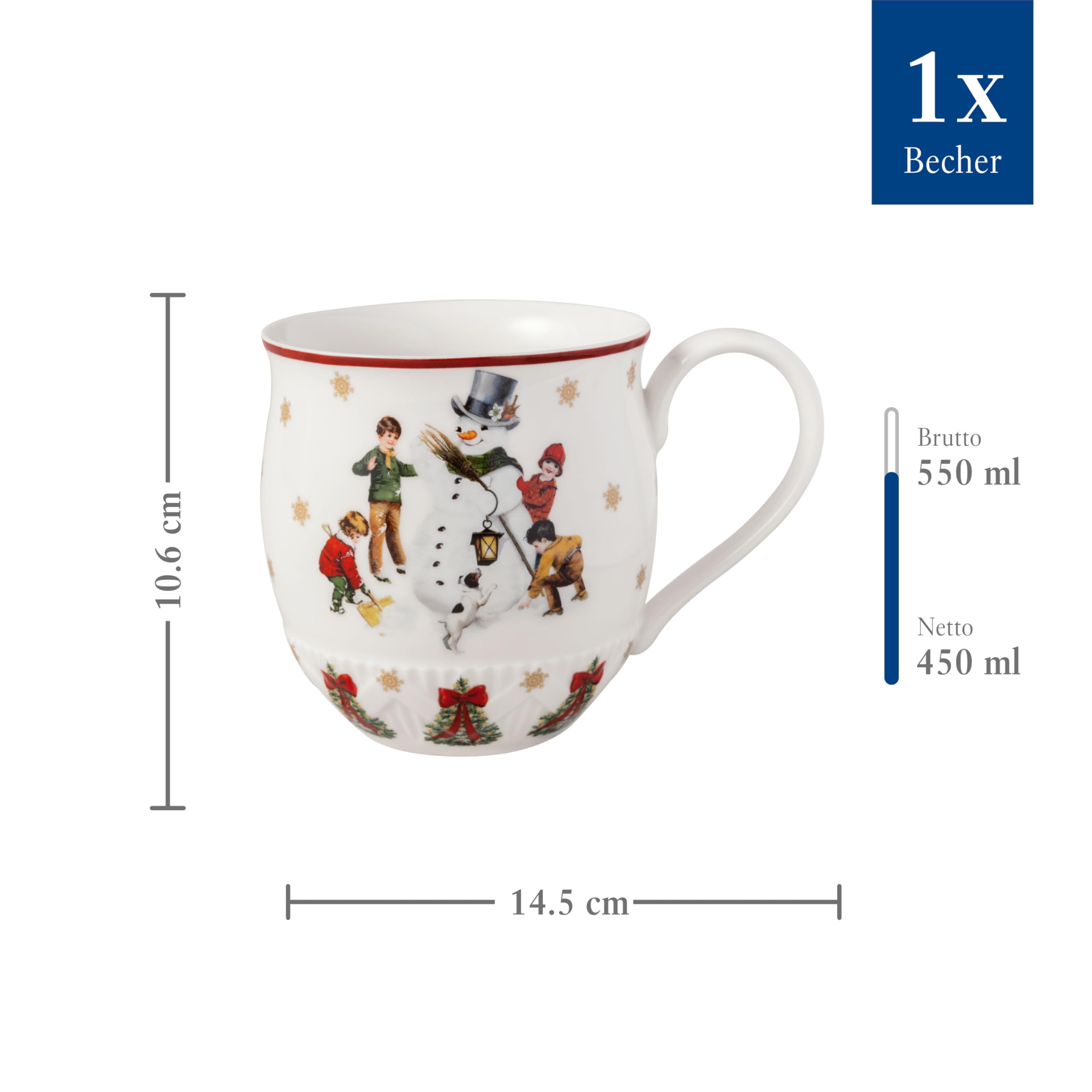 Villeroy & Boch – Toy's Fantasy Henkelbecher Bunt, Tasse, Kaffeetasse, Heißgetränkebecher Toys, Weihnachtstasse, Kaffeebecher, Wintertasse, Weihnachtsbecher, Premium Porcelain (Packung mit 2)