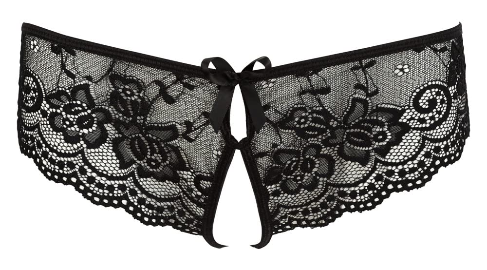 Cottelli Collection Cottelli Crotchless Lace Hipster with Keyhole Cut - Black - L