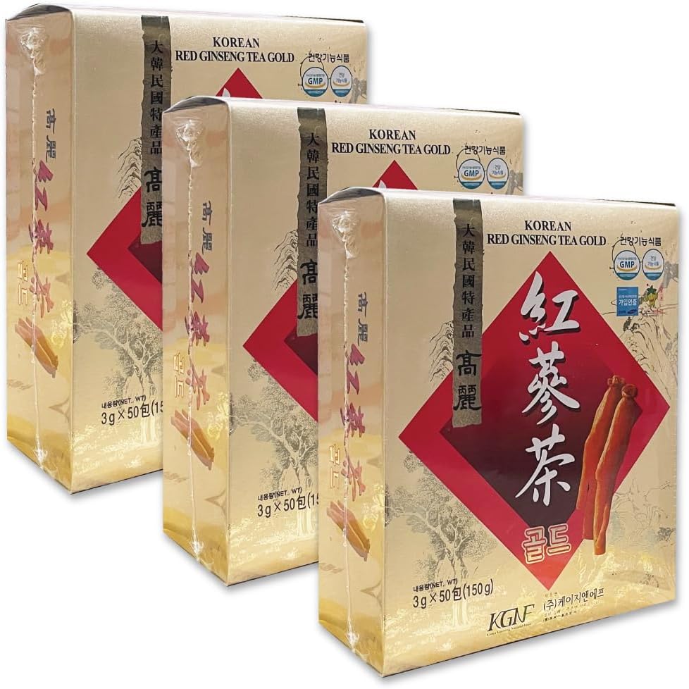 Korean Red Ginseng Tea, 50 Packets 0.1 oz 3 g x 50 Packets, Set of 3 / Korean Tea Traditional Tea, Ginseng, Medium