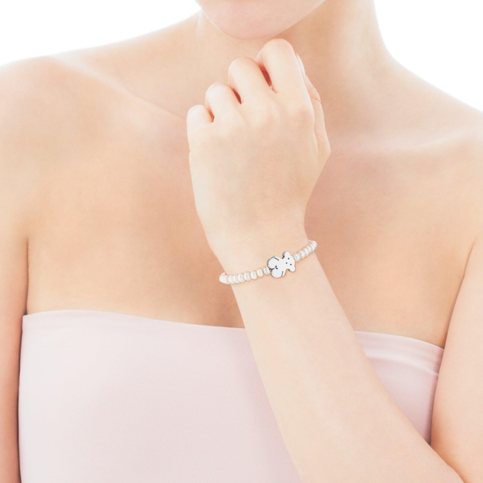 TOUS Braccialetto di perle da donna con motivo a orso in argento sterling elegante e versatile collezione Sweet Dolls