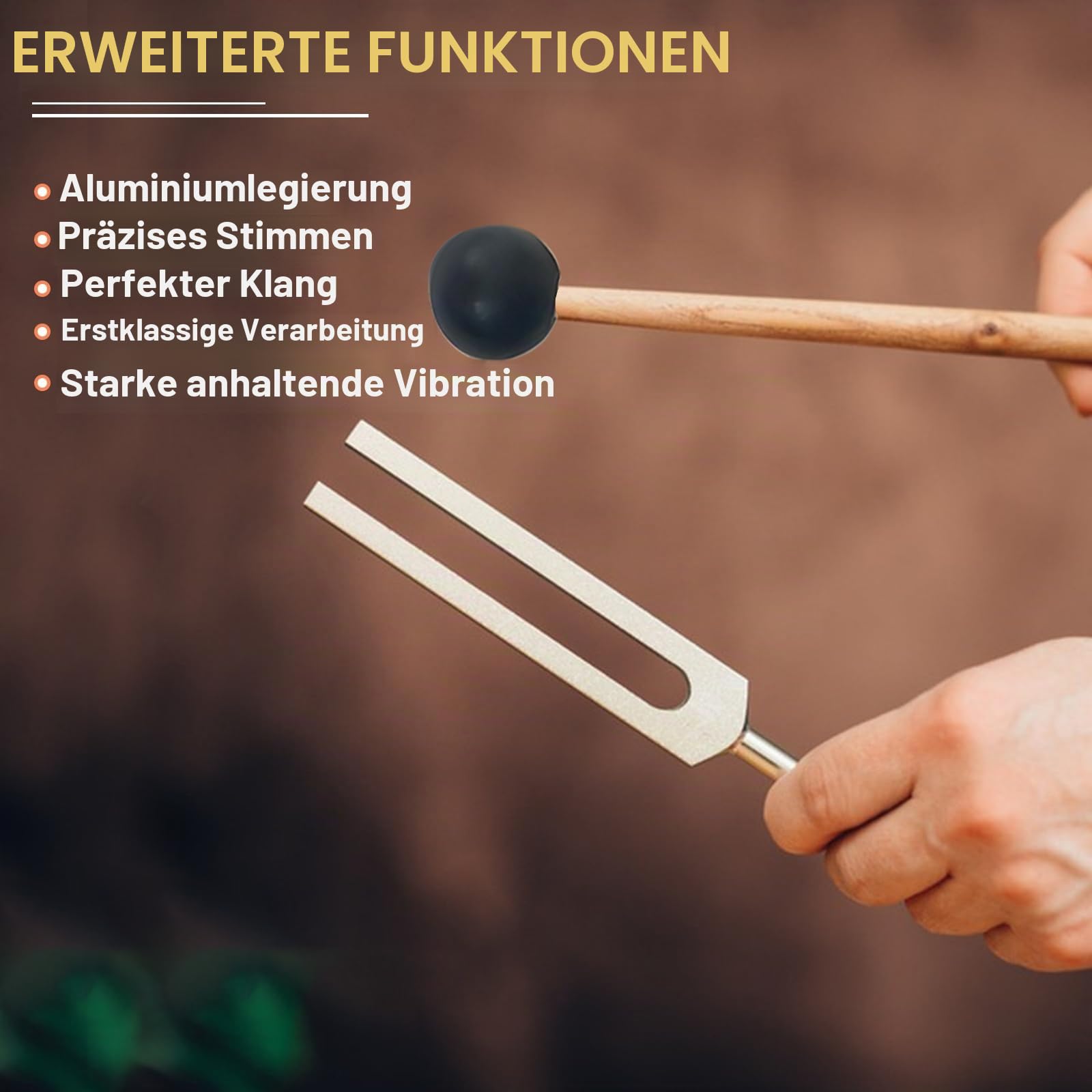 Solfeggio Stimmgabel-Set, 432 Hz, Ungewichtet, Bunt, 10 Stück - Chakra-Musik Mit Geschenkbox Und 2 Gummischlägeln Für Meditation, Klangheilung