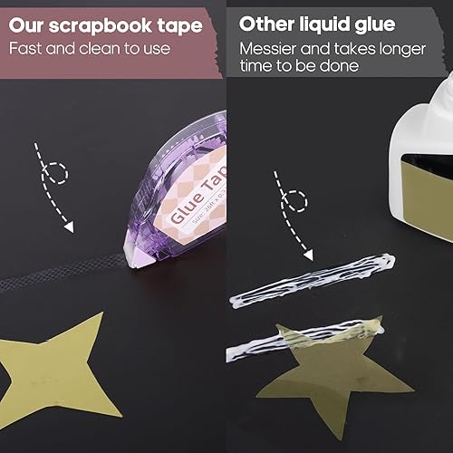 Miniatura 8 de Secopad Cinta para álbum de recortes, paquete de 4 rodillos de cinta de doble cara para manualidades, cinta adhesiva de cinta adhesiva para álbumes