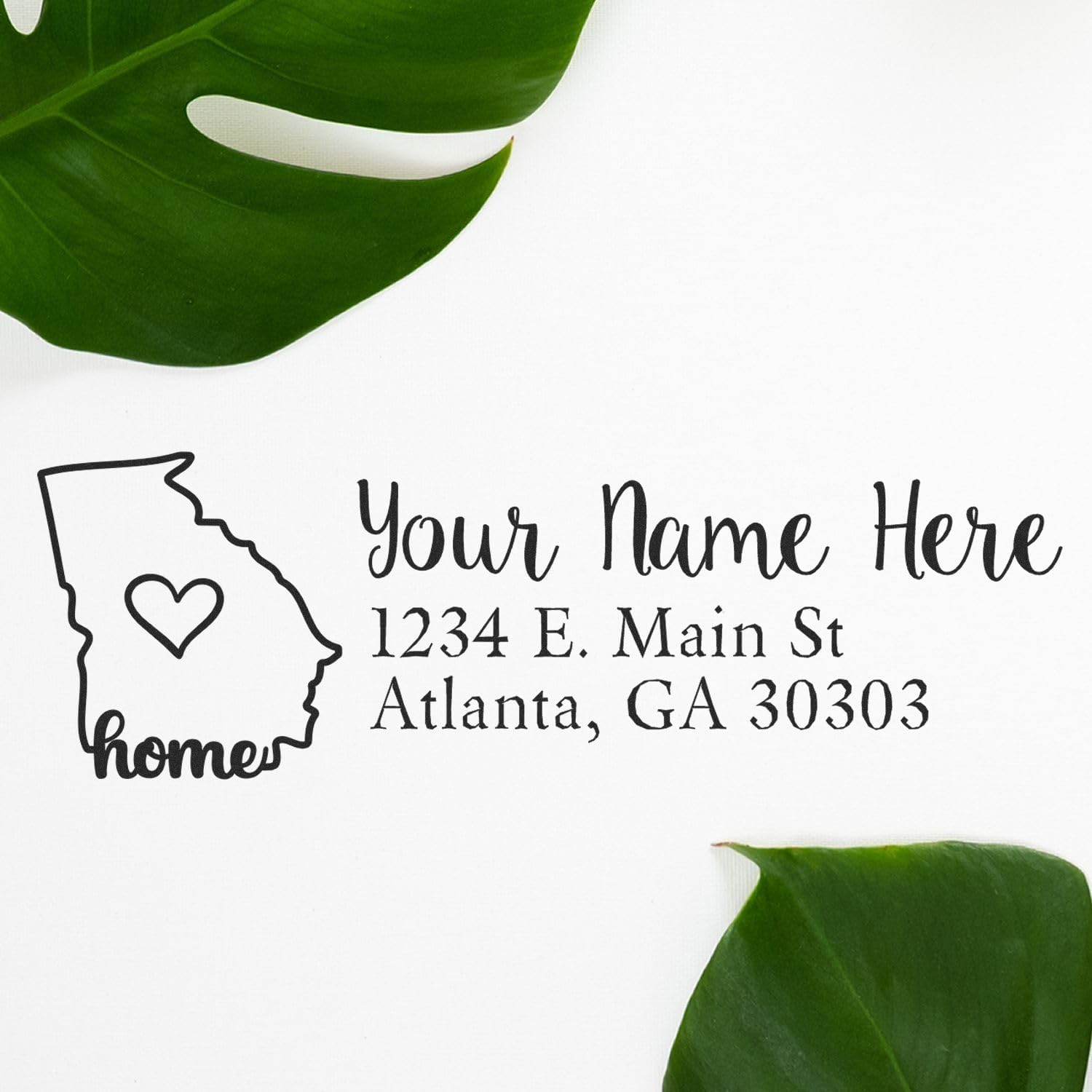 Georgia State Love Professional Pre-Inked Return Address Stamp for Bookplates, Custom Self-Inking Rubber Stamper with Pride Design, Personalized Mailing Labels, 7/8 X 2-1/4 Inches
