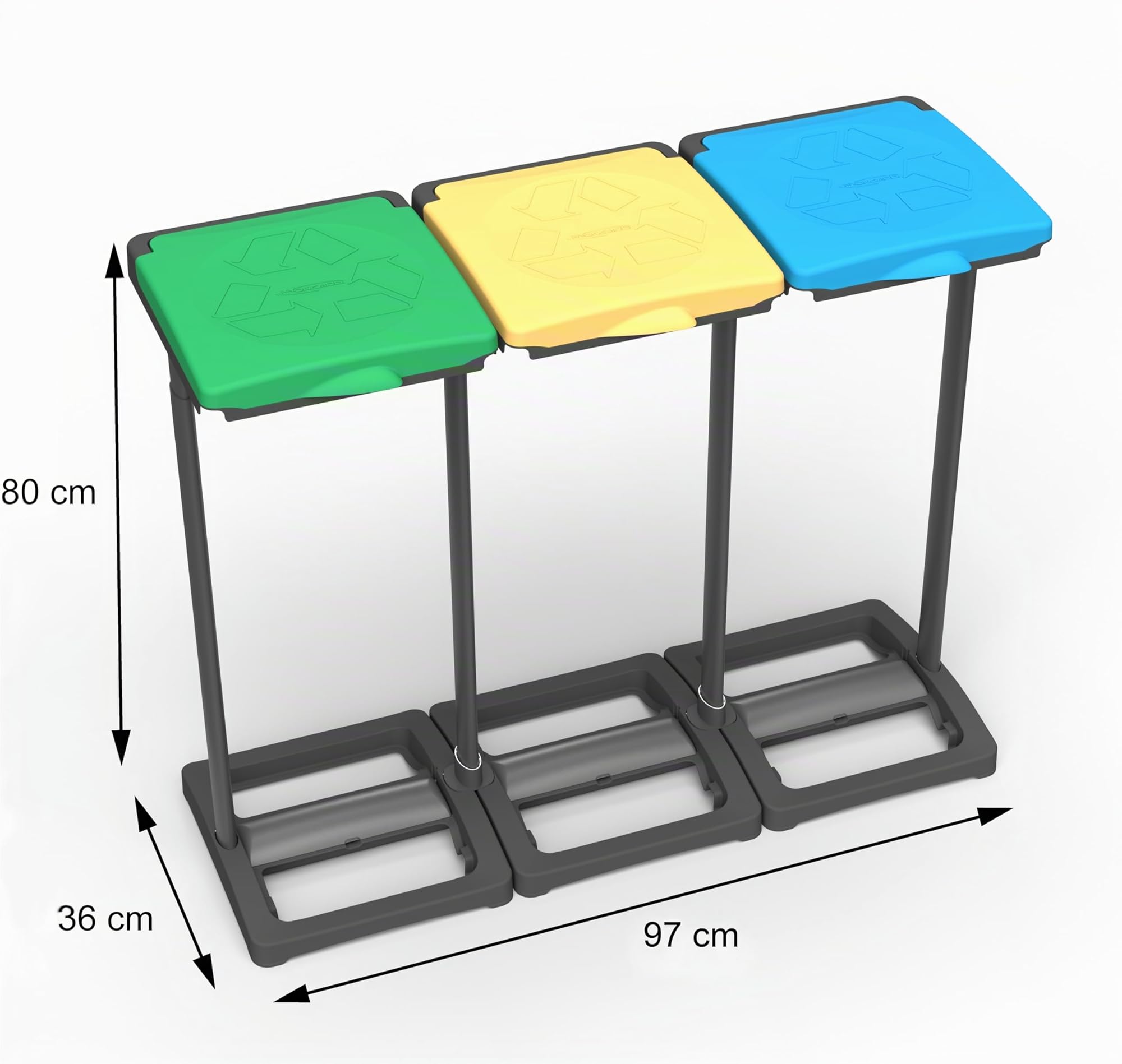 Mongardi: Mr. B Tris Mülltonnenbox aus Polypropylen-Harz, einfach zu montieren, für Müllsäcke von 80 – 110 l, robust, für Innen- und Außenbereich, 97 x 36 x 80 cm