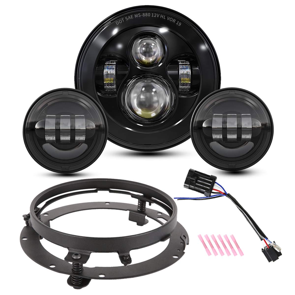 Buy 7 Inch Round LED Headlight Bulb kit With 4.5 Inch Passing Lamps Fog