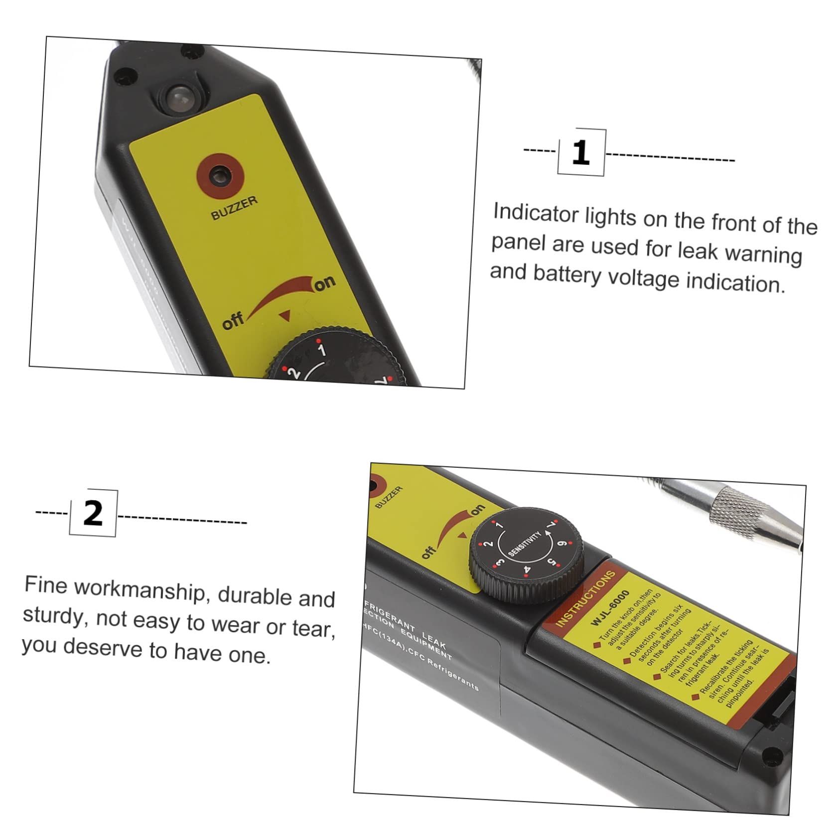 SHINEOFI Detector de Fugas de Refrigerante Herramienta para HVAC de Seguimiento Automático Alta Sensibilidad Comprobador de Gas Sonido de Advertencia 1