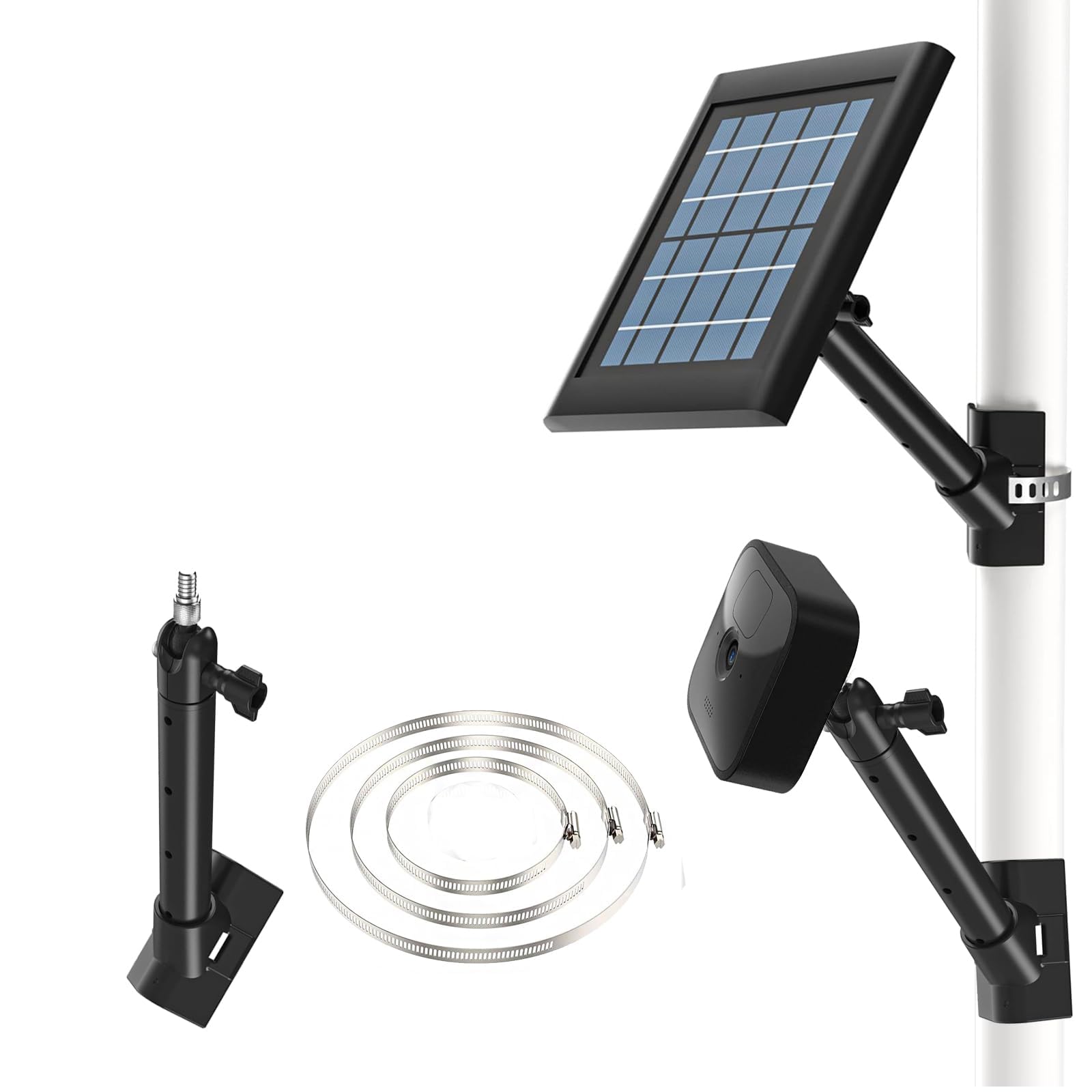Blink Camera Mount for Blink 4th Gen/3rd Gen/Blink XT/XT2 Indoor Outdoor Camera and Blink Solar Panel Mount, Drain/Steel Pipe Home Security System Extension Bracket, with 3 Adjustable Clamping Rings