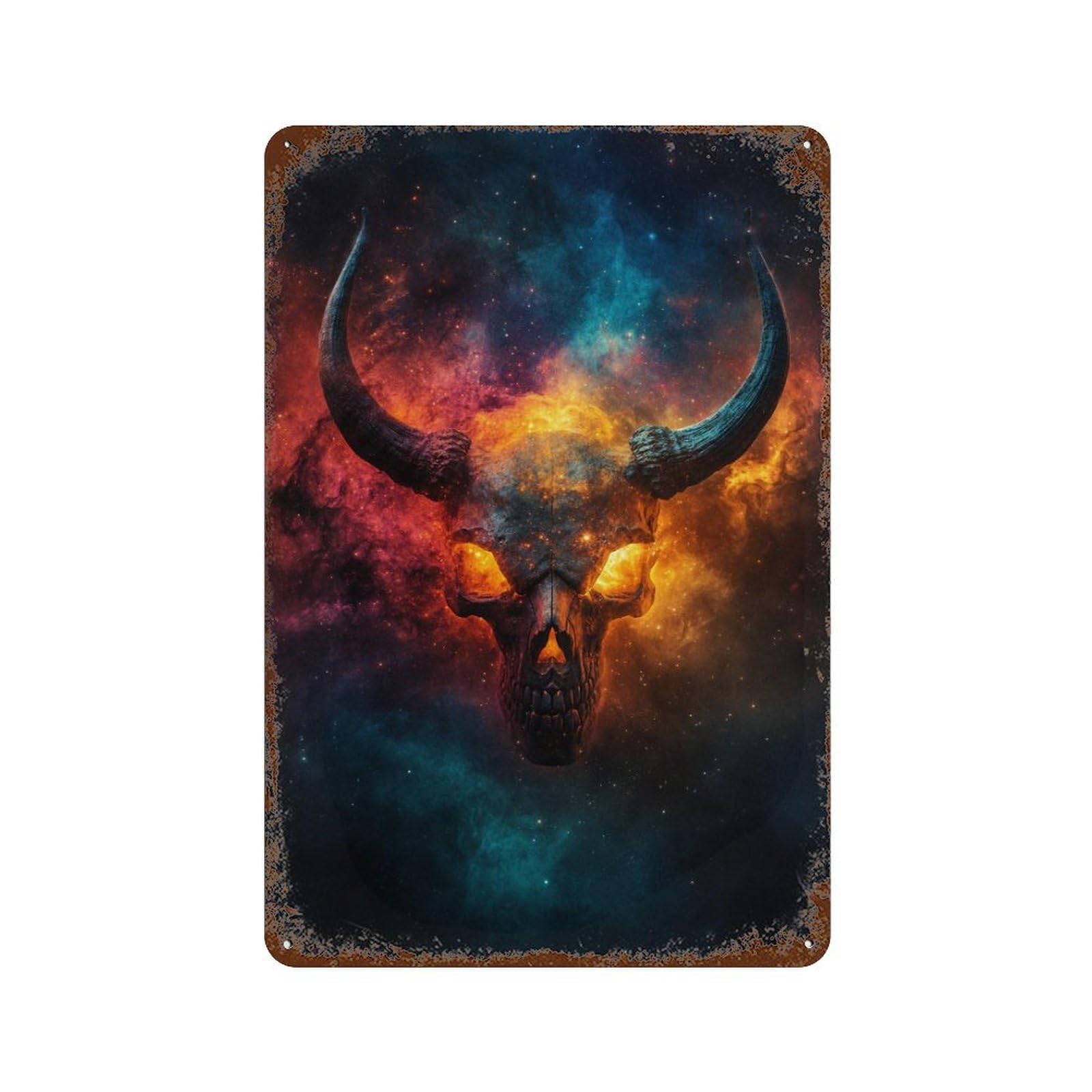 Galactic Demon Skull -1 Rusty Metal Tin Sign 11.8"x7.9", Ideal for Office, Studio And Wall Decor