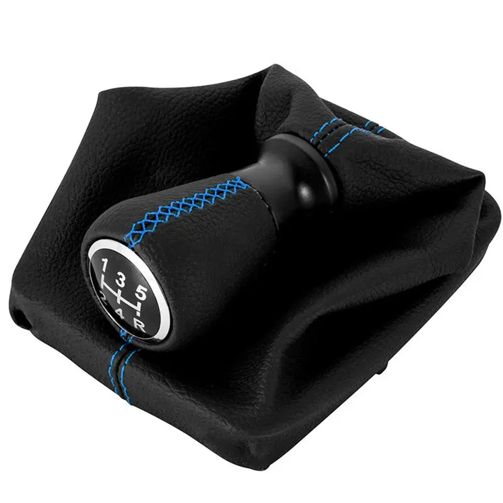 GKQRKVNM Gear Lever Compatible with Peugeot 206 406 Car 5 Speed Gear Shift Knob Boot Cover Gaiter Collors(PU Blue line)